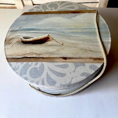 Carol Robinson Diseño Costero Sombrero Caja Velero Decoración Hogar Almacenamiento Náutico Foto 1 de 4