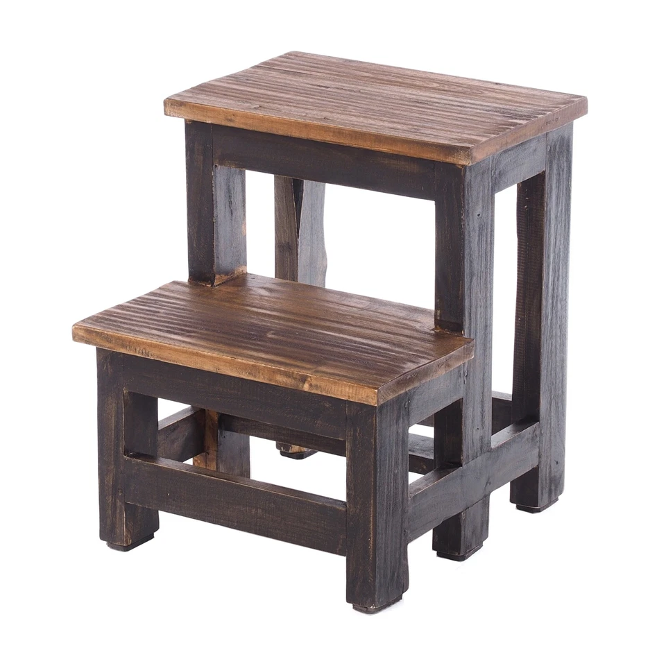 TRITTLEITER "STEP" | 46x37x37cm (HxBxT), Recyclingholz | Tritthocker Holz  - Bild 1 von 1