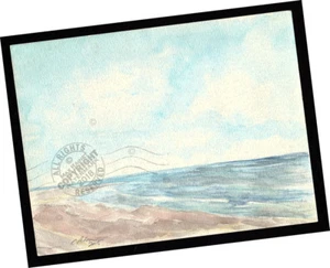 PINTURA DE ARTE CONTEMPORÁNEO FIRMADA paisaje marino Rincón Morning Mist 2015 - Imagen 1 de 12