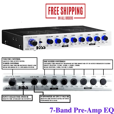 Ecualizador Para Carro Autos Coche De Sonido BOSS 7 Banda Pre-Amp Audio Control - Image 1 of 4