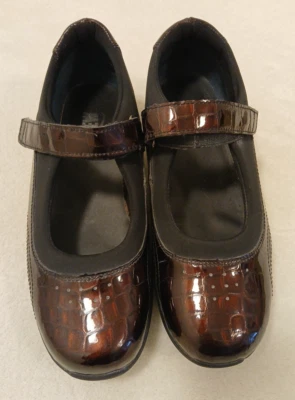 Drew Rose Mary Jane Shoes Brown Patent Leather Croc Embossed Orthopedic 8.5 - Image 1 of 4