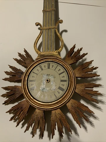 August Schatz Elexta  Sunburst Banjo Wall Clock  Germany 27" Cover