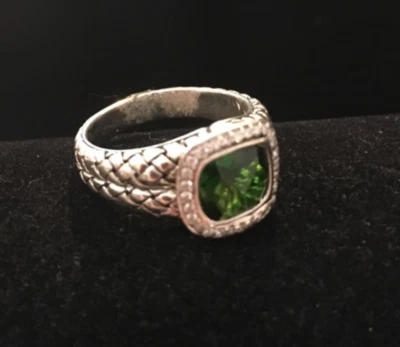 ANILLO SCOTT KAY PLATA ESTERLINA CROMO DIOPSIDO Y DIAMANTES - TALLA 7 Foto 1 de 4