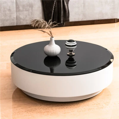 24"-38.6" Round Tempered Glass Table Top Black 1/2'' Thick Beveled Polished Edge - Image 1 of 4