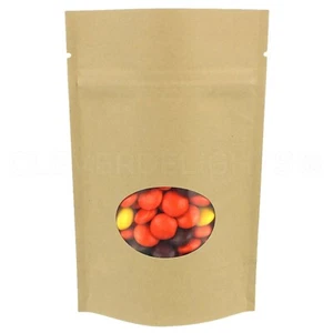 Bolsas de pie para ventanas Kraft - 2 oz - 4"" x 6"" x 2"" - bolsas con cremallera resellables - Imagen 1 de 5