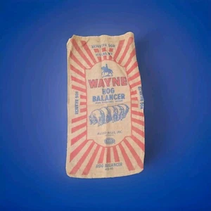 VITG. BURLAP FEED BAG GUNNY SACK WAYNE HOG BALANCER Allied Mills Chicago IL USA - Picture 1 of 3