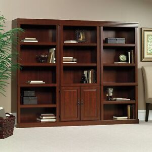 Cherry 3 Piece Library Bookcase Set Home Living Room Furniture Office Study
