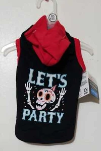 Way To Celebrate Glow-in-Dark Dog Hoodie Black Lets Party Size XS (LOC TUB-108) - Picture 1 of 3