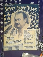 Vintage W. C. Handy's St. Louis Blues Sheet Music Featured By Paul Whiteman 1914