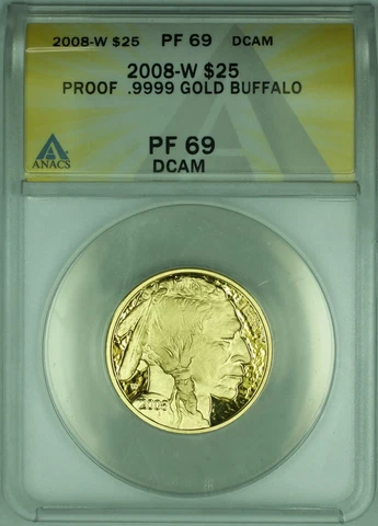 2008-W Gold $25 1/2 Oz. American Buffalo Coin ANACS Proof PR-69 DCAM Cover