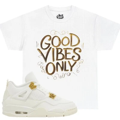 Camisa A Juego Jordan 4 Metálica Dorada Unisex Camiseta Buenas Vibraciones Solo Camisa Regalo Foto 1 de 2