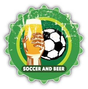 Soccer And Beer Grunge Label Car Bumper Sticker Decal - Picture 1 of 1