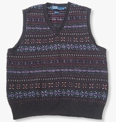 Chaleco Suéter Vintage Ralph Lauren Para Hombre 100% Lana Marrón - Talla XL Foto 1 de 4