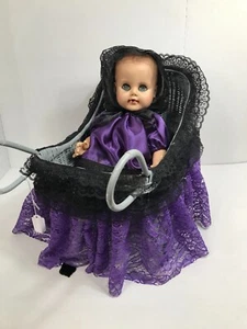 Vintage Creepy Scary Baby in Carriage Doll Halloween Vampire Prop Horror Haunted - Picture 1 of 9