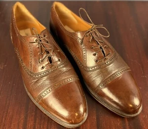 Mezlan Florence Mens Size 9 W Brown Leather Cap Toe Oxford Dress Lace up Shoes - Picture 1 of 8