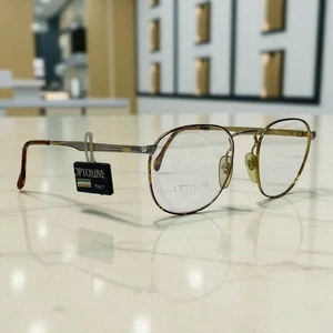 Vintage 80's Optoline Eyeglass Frame Made Italy Gold & Tortoise Shell Designer - Picture 1 of 13