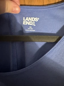 Camicetta donna Lands' End 3x vero blu scollo a scoop - Foto 1 di 3