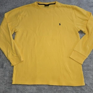 Polo Ralph Lauren Shirt Mens XL Yellow Sleepwear Thermal Knit Waffle Long Sleeve - Picture 1 of 8