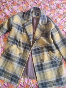 Princess Highway Mustard Check Coat 12 - Picture 1 of 4