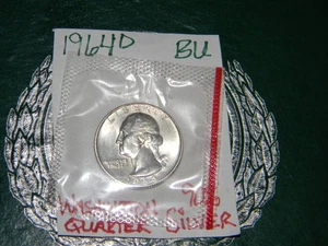 1964-D Uncirculated Silver {BU} Washington Quarter, Denver Mint-BLAZER!! - Picture 1 of 4