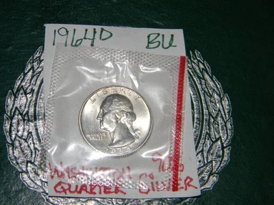 1964-D Uncirculated Silver {BU} Washington Quarter, Denver Mint-BLAZER!! - Image 1 of 4