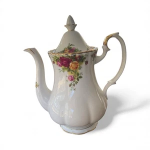 RoyalAlbert-Old Country Roses VTG CoffeePot &Lid 22K Gold trim England T2 - Picture 1 of 4