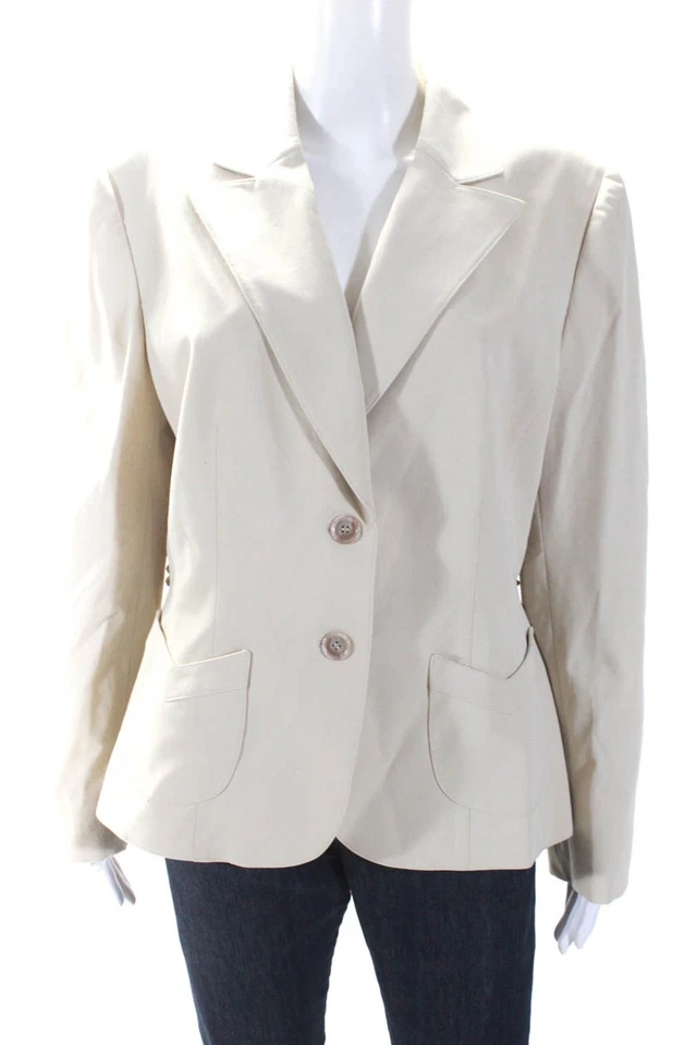 Chaqueta Blazer Tahari Mujer Dos Botones Punta Solapa Beige Talla 16 Foto 1 de 4