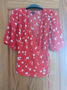 Red Wrap Top Size 12 - Picture 1 of 4