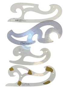 Konvolut alte französische Kurvenschablonen Kunststoff Zeichnung Zeichner Künstler - Bild 1 von 7