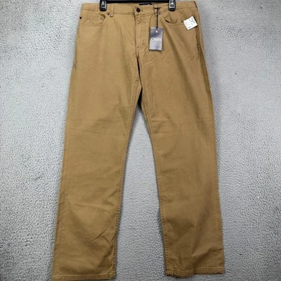 Pantalones Chaps Caqui Para Hombre 36X32 Marrón Pierna Recta Frente Plano 5 Bolsillos Sarga NUEVO Foto 1 de 4