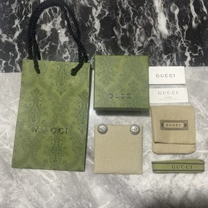 Gucci Ohrringe ineinandergreifende GG gravierte Blume Sterlingsilber - Bild 1 von 4
