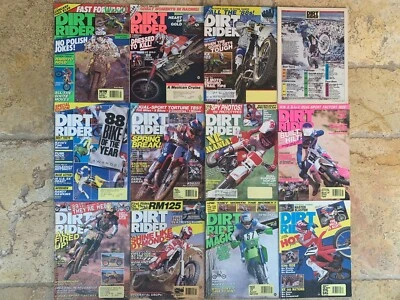 Complete Year of 1988 Dirt Rider Magazine Vintage Motocross AHRMA Supercross Foto 1 de 3