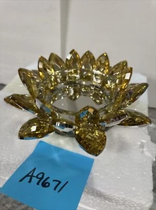 Gold Mirrored Faceted Glass Lotus Candle Holder Valerie Parr Hill 10” - Picture 1 of 16