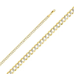 Solid 14K two-tone gold 4.5mm Cuban Chain 26" EJCN35431 - Picture 1 of 1