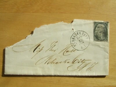 US #73 BLACK JACK 1860's COVER, RARE TERRITORIAL USE, NEBRASKA 1864, SCV $175 - Image 1 of 4