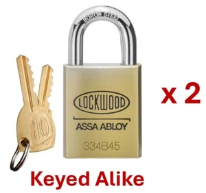 2 x Lockwood 334B45 Padlock - Keyed Alike - 4 Original Keys - 334B45/125/5KA - Picture 1 of 2