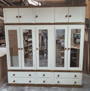 HANDMADE COUNTRY MIRRORED 5 DOOR SHELVED WITH TOPBOX (NOT FLATPACKED) - Picture 1 of 13