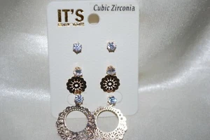 CZ Earrings Circular Valentine Angel Mother Anniversary Mom Wife  Daughter - Picture 1 of 2