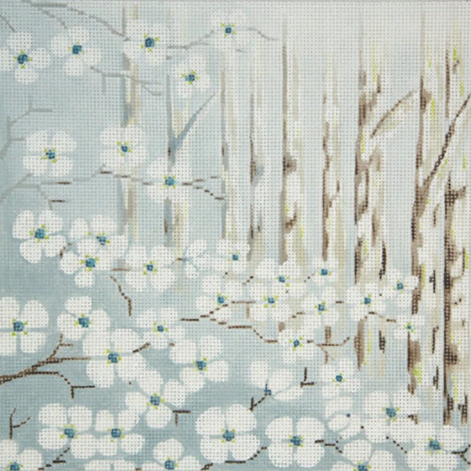 Needlepoint Handpainted Alice Peterson Dogwood 10x10 - Image 1 of 1
