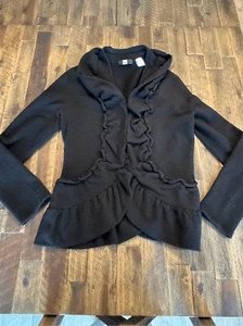 Cardigan Saks Fifth Avenue nero etichetta 100% cashmere taglia grande lusso - Foto 1 di 7