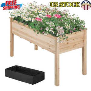 Rectangle Raised Garden Bed Planter Solid Wood Elevated Outdoor Easy Assembly US - Picture 1 of 10