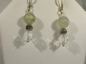 Prehnite & Quartz Dangle Earrings - Picture 1 of 1