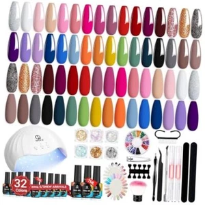 56 Pcs Gel Nail Polish Kit with U V Light, 32 Colors All Seasons Multi Color - Picture 1 of 7