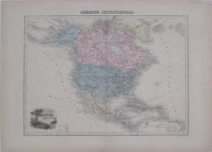 Original Color 1874 Desbuissons Map AMERIQUE SEPTENTRIONALE United States Alaska - Picture 1 of 15