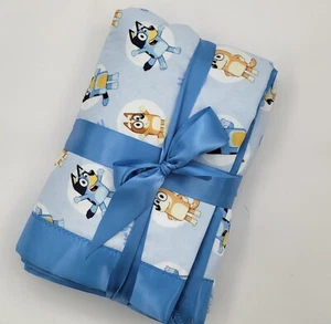 Beautiful Bluey & Friends Baby cotton Minky, satin binding blanket 30x 36. - Picture 1 of 8