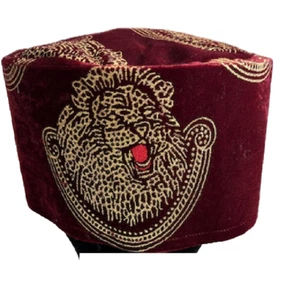 Burgundy Red  Traditional kufi Velvet Hat cap. Igbo Ichie  Isiagu Ozo Cap- Large - Picture 1 of 2