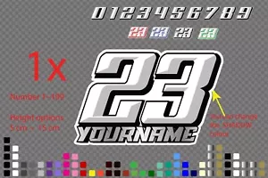 Custom Race Racing Number Name Sticker Decal Vinyl Racing Dirt bike MX Motocross - Picture 1 of 1