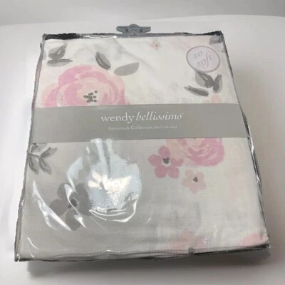 Sábana Ajustable Cuna Rosa y Gris Elefantes Super Suave Por Wendy Bellissimo™ NUEVA Foto 1 de 4