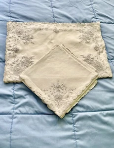 12 Exquiste Embroidered Madeira Placemats NWT & 6 Matching Large Napkins VTG - Picture 1 of 11