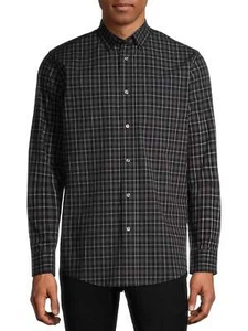 George Men's Black Combo Long Sleeve Stretch Poplin Shirt - Picture 1 of 6